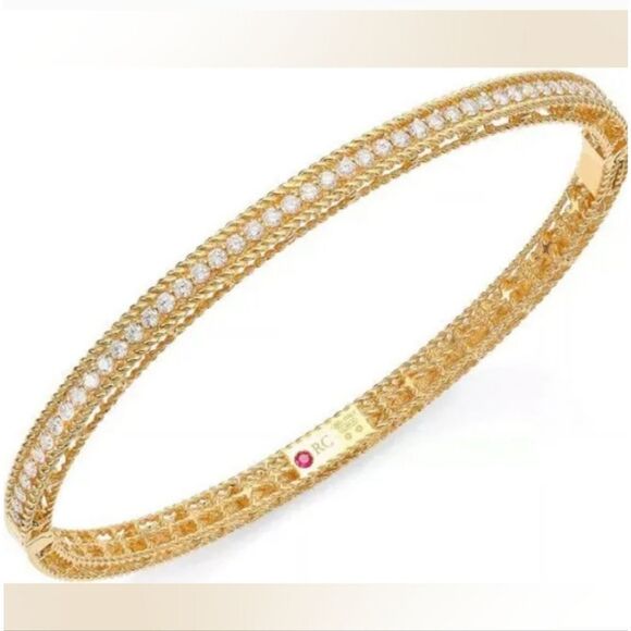 Authentic New Roberto Coin Diamond Symphony Princess Bangle In 18kt Rose Gold - Picture 15 of 16